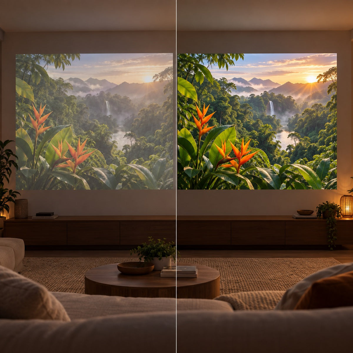 Vidéoprojecteur Panorama – 900 lumens ANSI, Full HD 1080p, Android TV 11, autofocus et support à 200°