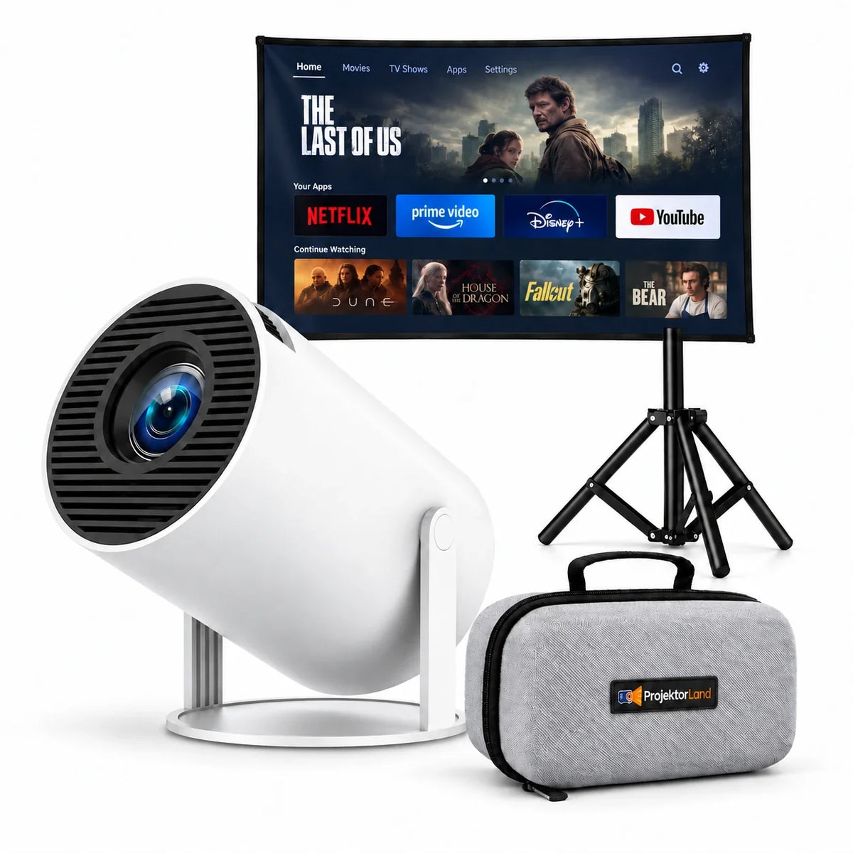 Mini beamer Projektorland Luma Compact – 200 ANSI lumen, HD 720p, Android 14, Wi-Fi 6 en 5 W-luidspreker