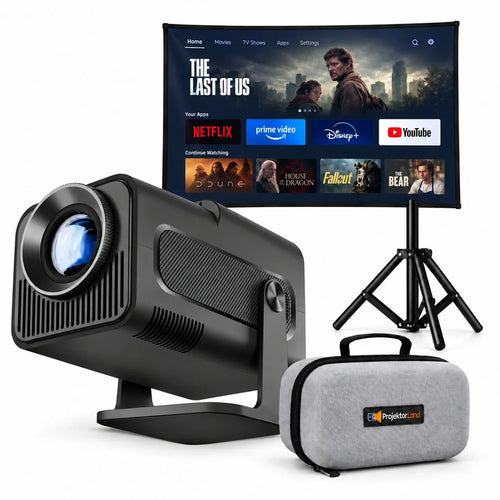 Nomad Mini-beamer met projectiescherm, statief en grijze beschermtas