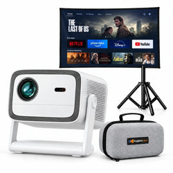 Vidéoprojecteur Panorama avec écran, trépied et sac de protection gris