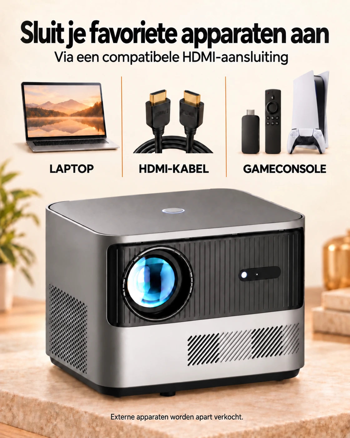 Projektorland Grand Cinema – 4K-compatibel, Full HD 1080p, 580 ANSI lumen, HDMI en USB
