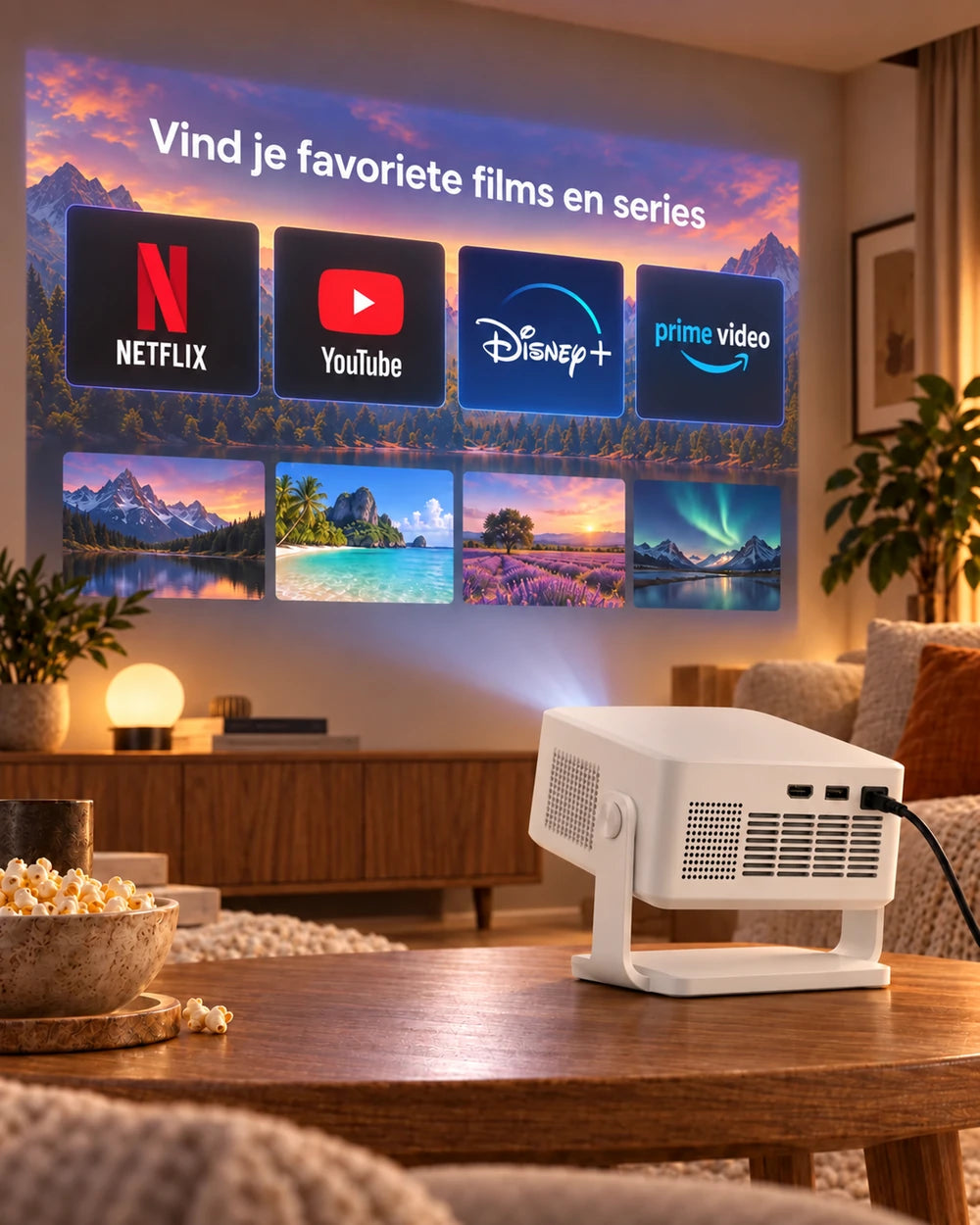 Mini beamer Projektorland Vista – 260 ANSI lumen, HD 720p, autofocus en Android 11